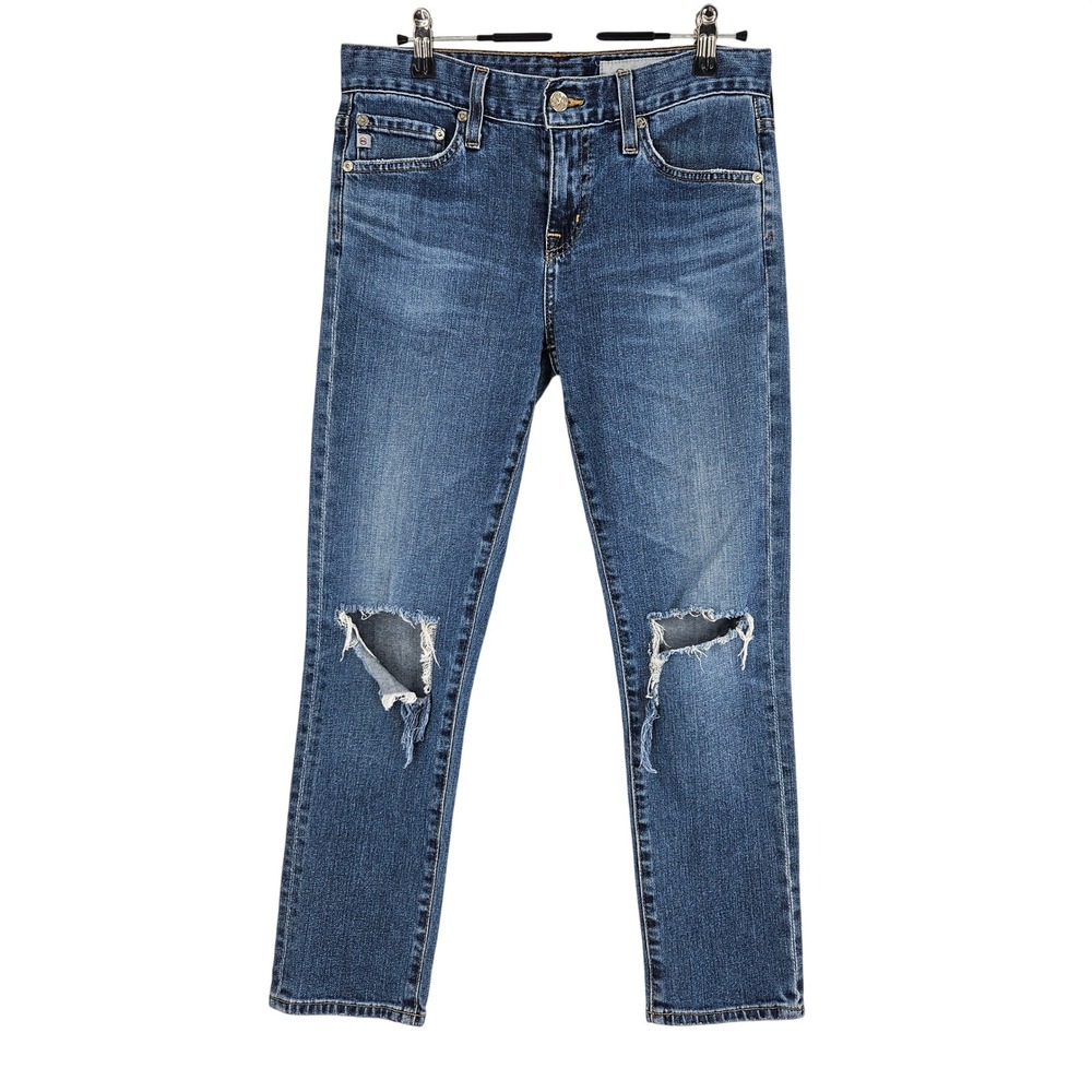 AG Adriano Goldschmied Jeans Blue Ex-Boyfriend Slouchy Slim Distressed Denim 25